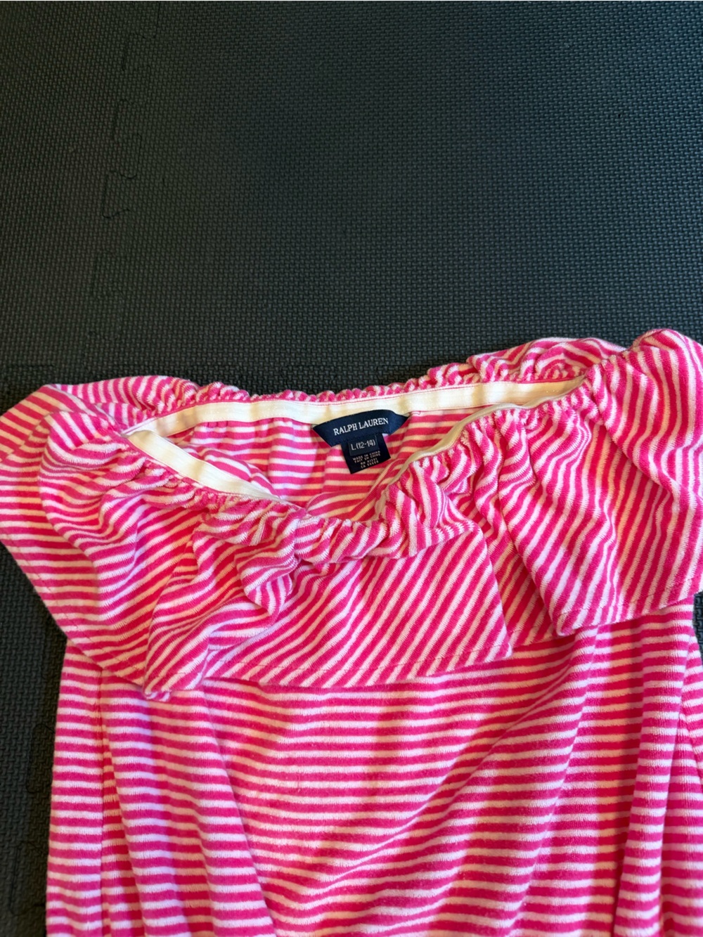 Girls Ralph Lauren Hot Pink and White Striped Coverup Romper